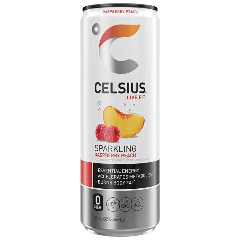 Celsius Energy Drink Can Sparkling Raspberry Peach