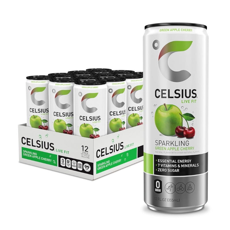 Celsius Energy Drink Case Sparkling Green Apple Cherry