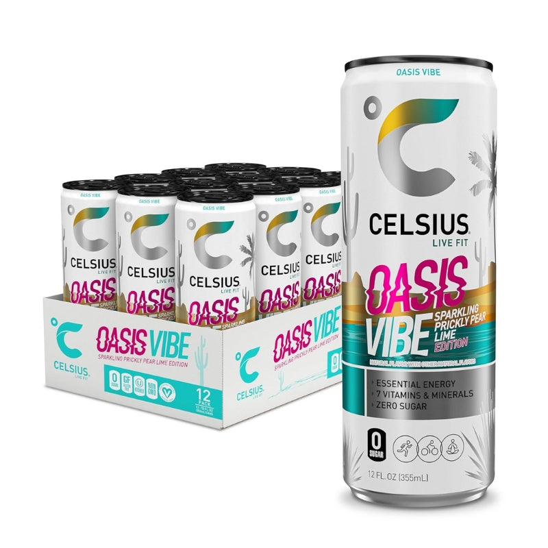 Celsius Energy Drink Case Sparkling Oases Vibe Prickly Pear Lime