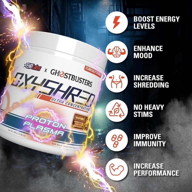 EHP Labs X Ghostbusters Oxyshred Thermogenic Fat Burner Powder Proton Plasma Benefits and Features