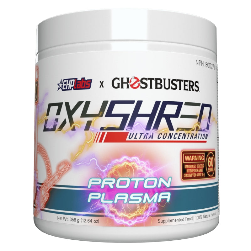 EHP Labs X Ghostbusters Oxyshred Thermogenic Fat Burner Powder Proton Plasma Front Label