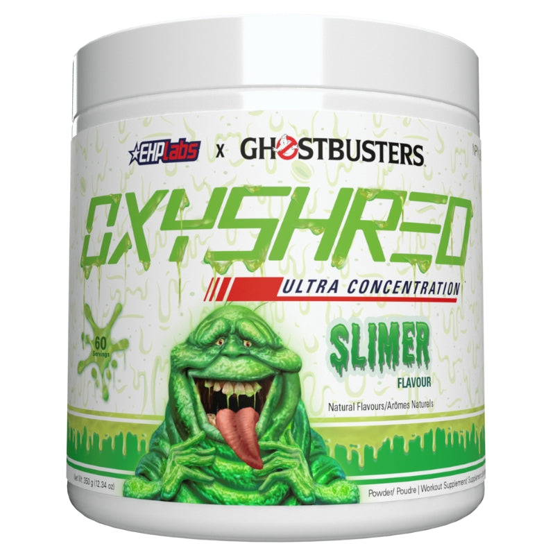 EHP Labs X Ghostbusters Oxyshred Thermogenic Fat Burner Powder Front Label Slimer Lime
