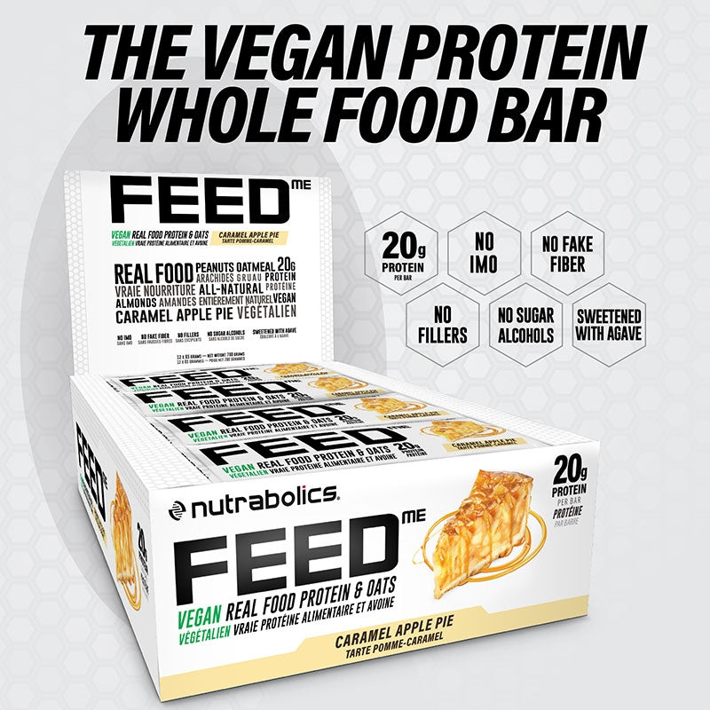 Nutrabolics Feed Me Vegan Protein Bar Case - Caramel Apple Pie Benefits and Feature