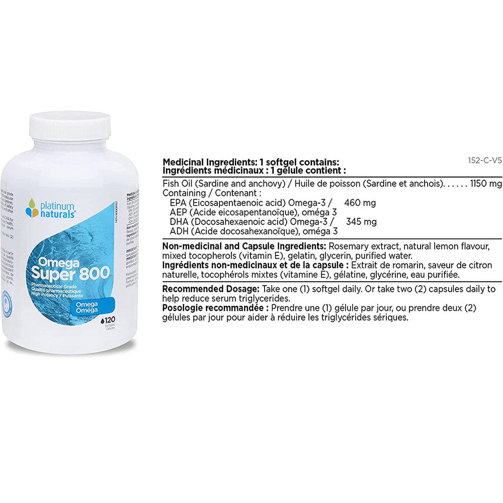Platinum Naturals Omega Super 800, 120softgels