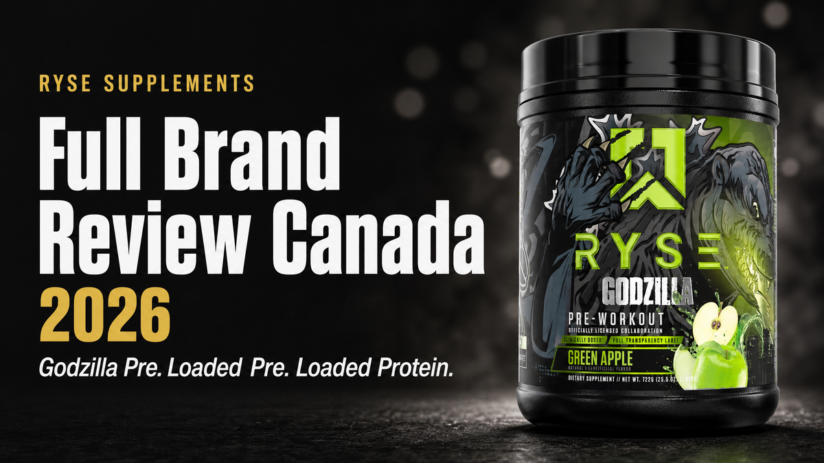 RYSE Supplements Canada full brand review 2026 — Godzilla Pre-Workout featured