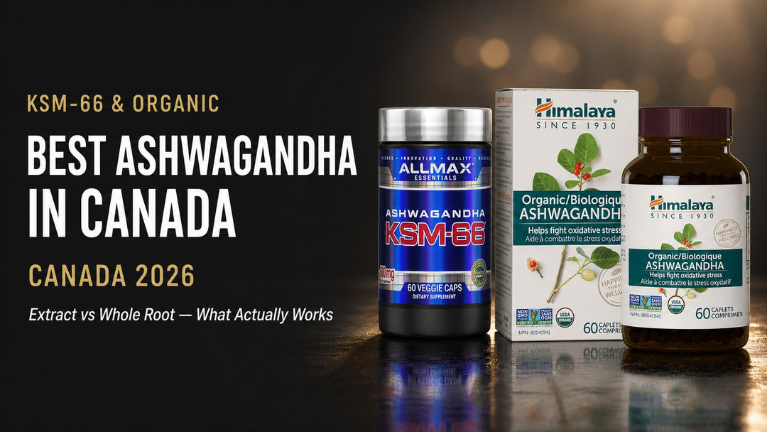 Best ashwagandha in Canada 2026 - Allmax KSM-66 and Himalaya Organic Ashwagandha banner
