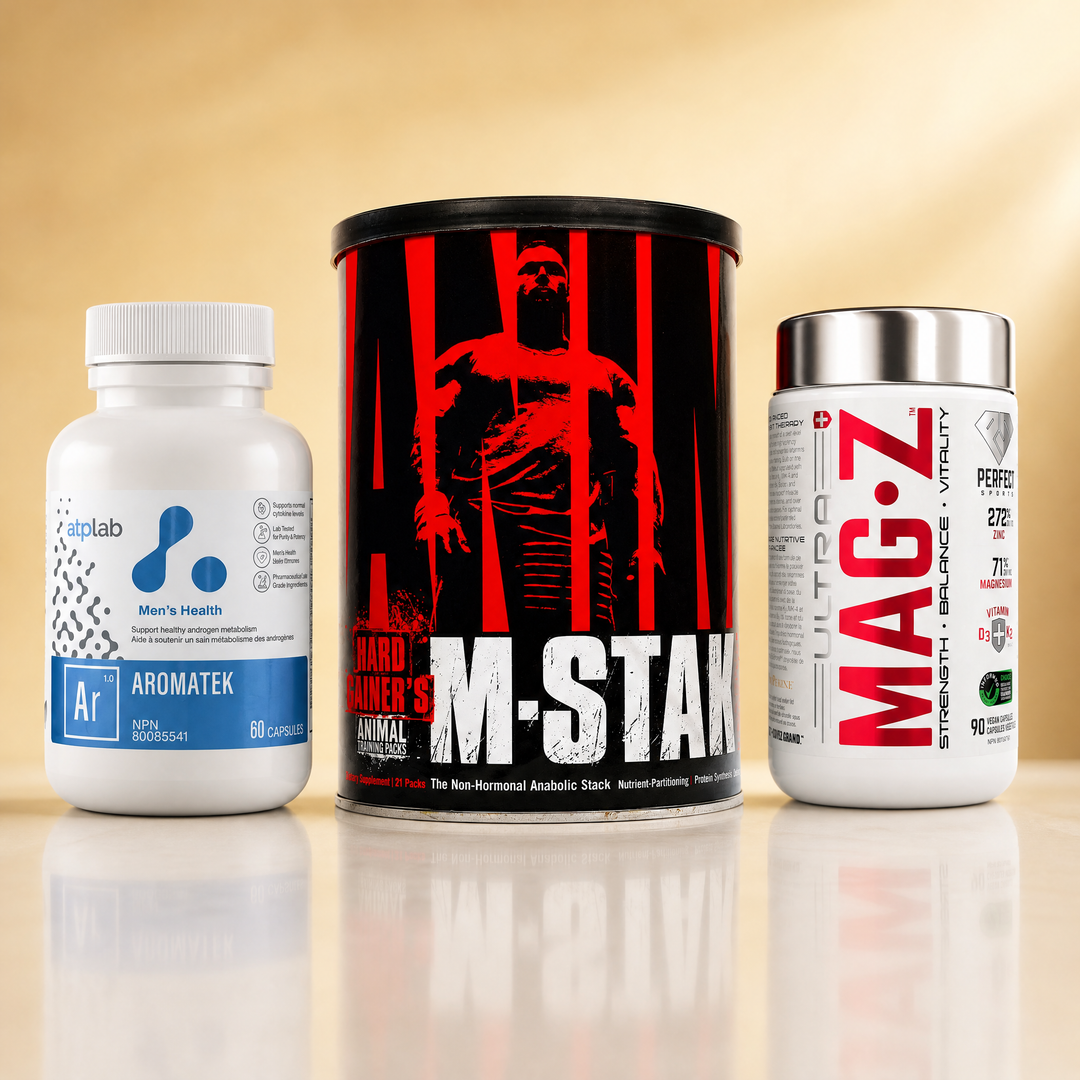 Hormone support supplements in Canada — ATP Lab Aromatek, Animal M-Stak, and Perfect Sports Ultra Mag-Z ZMA at Bulldog Nutrition