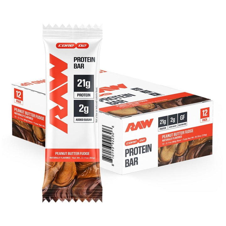 RAW Nutrition Protein Bars Box of 12 Peanut Butter Fudge – Bulldog Nutrition Canada