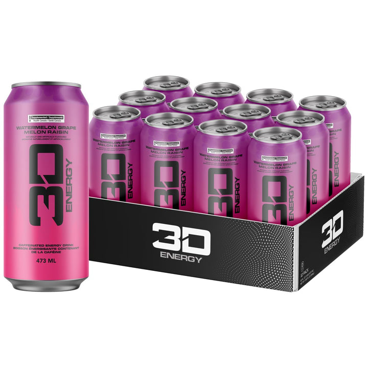 3D Energy Drink 12 Cans Watermelon Grape – Bulldog Nutrition Canada