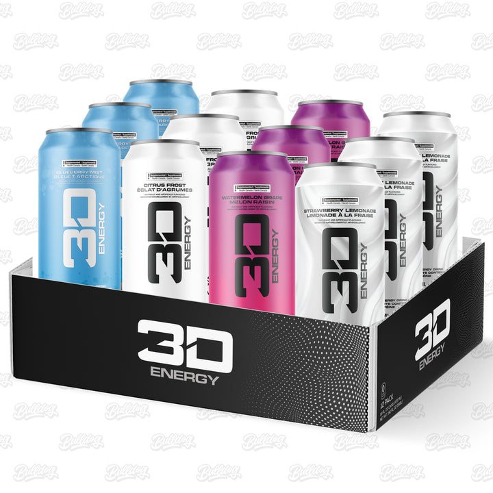 3D Energy Drink 12 Cans Variety Pack – Bulldog Nutrition Canada