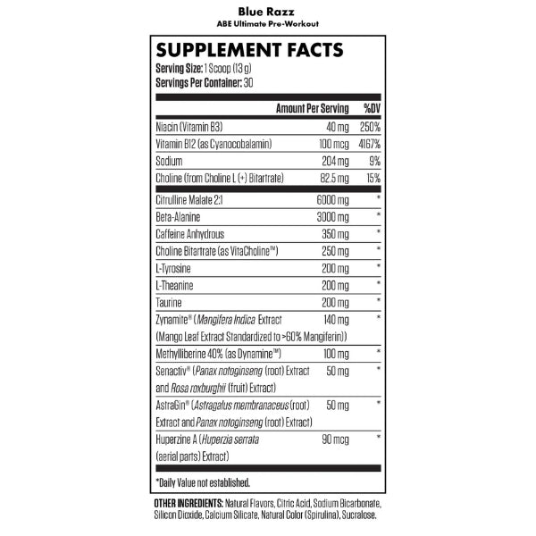 Applied Nutrition ABE Pre Workout Supplement Facts