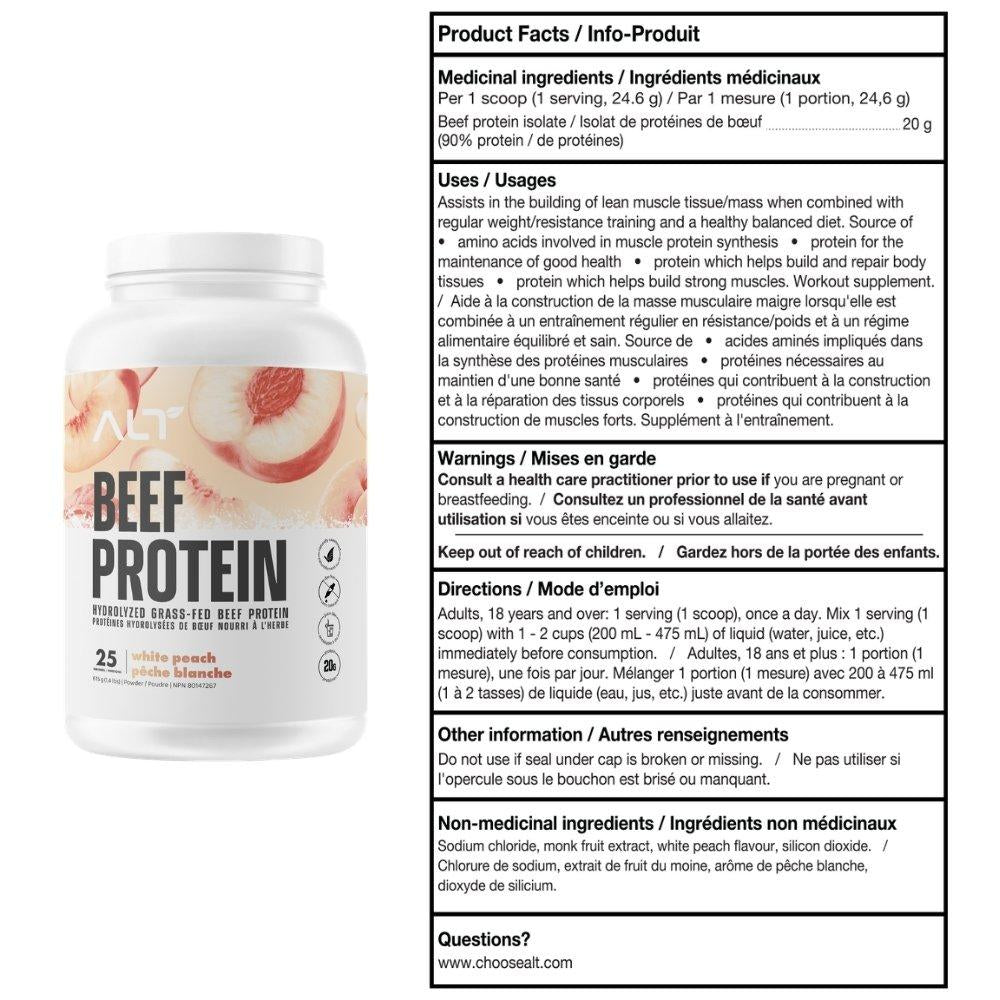 ALT Grass Fed Beef Protein Isolate 615g Supplement Facts – Bulldog Nutrition