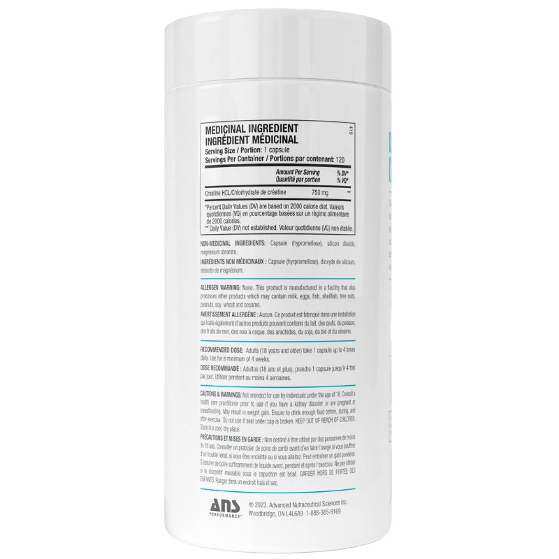 ANS Performance Supplements Creatine HCL 120 caps Recommended Use