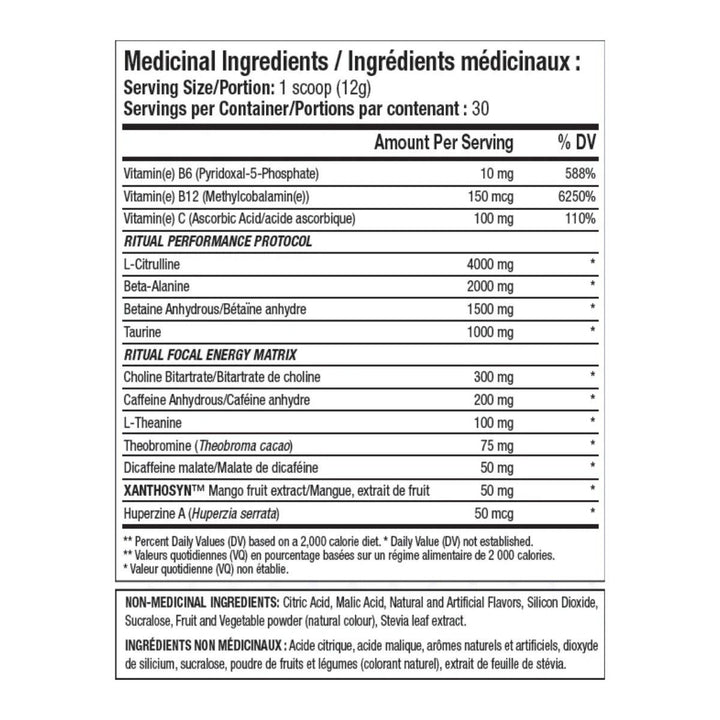 ANS_Ritual_Pre-Workout_30_serve_Nutrition_Facts_Canada
