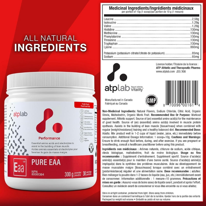 ATP Lab Pure EAA Supplement Fruit Punch Supplement Facts