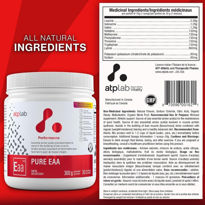 ATP Lab Pure EAA Supplement Mixed Berry Lemonade Supplement Facts