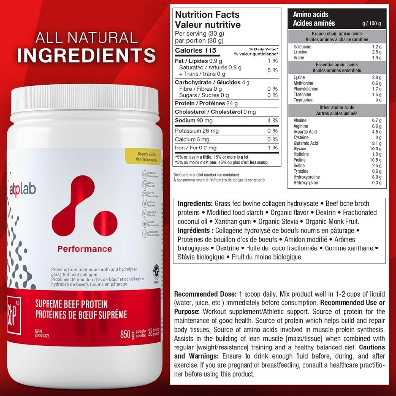 ATP Lab Supreme Beef Protein Vanilla Nutrition Facts