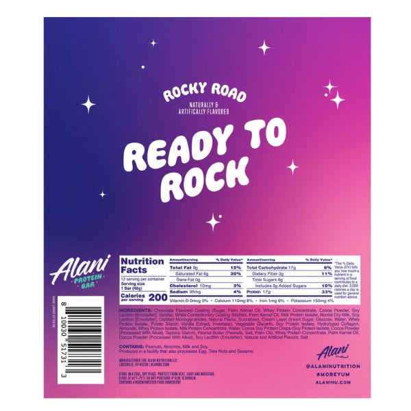 Alani Nu Protein Bar Case Rocky Road Nutrition Facts