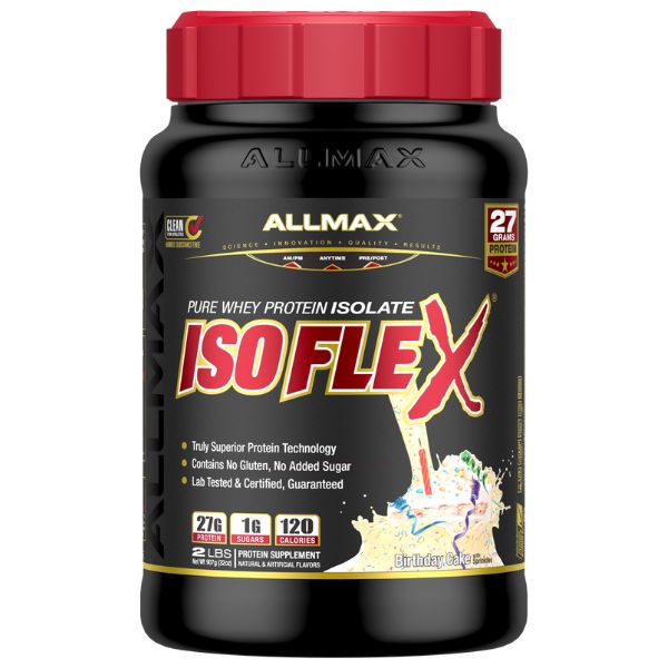 Allmax Isoflex 2lbs Whey Protein Isolate  Birthday Cake