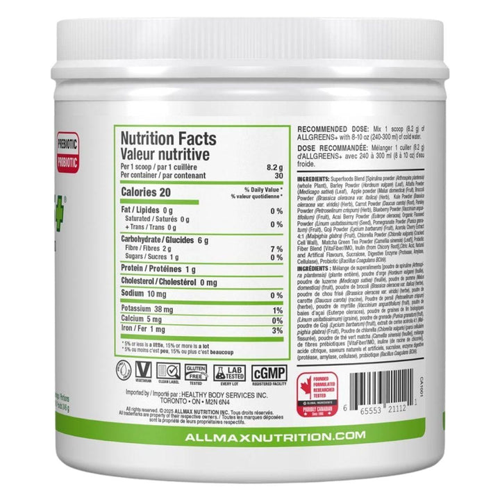 Allmax_AllGreens_30_servings_Lemon_Lime_Nutrition_Facts
