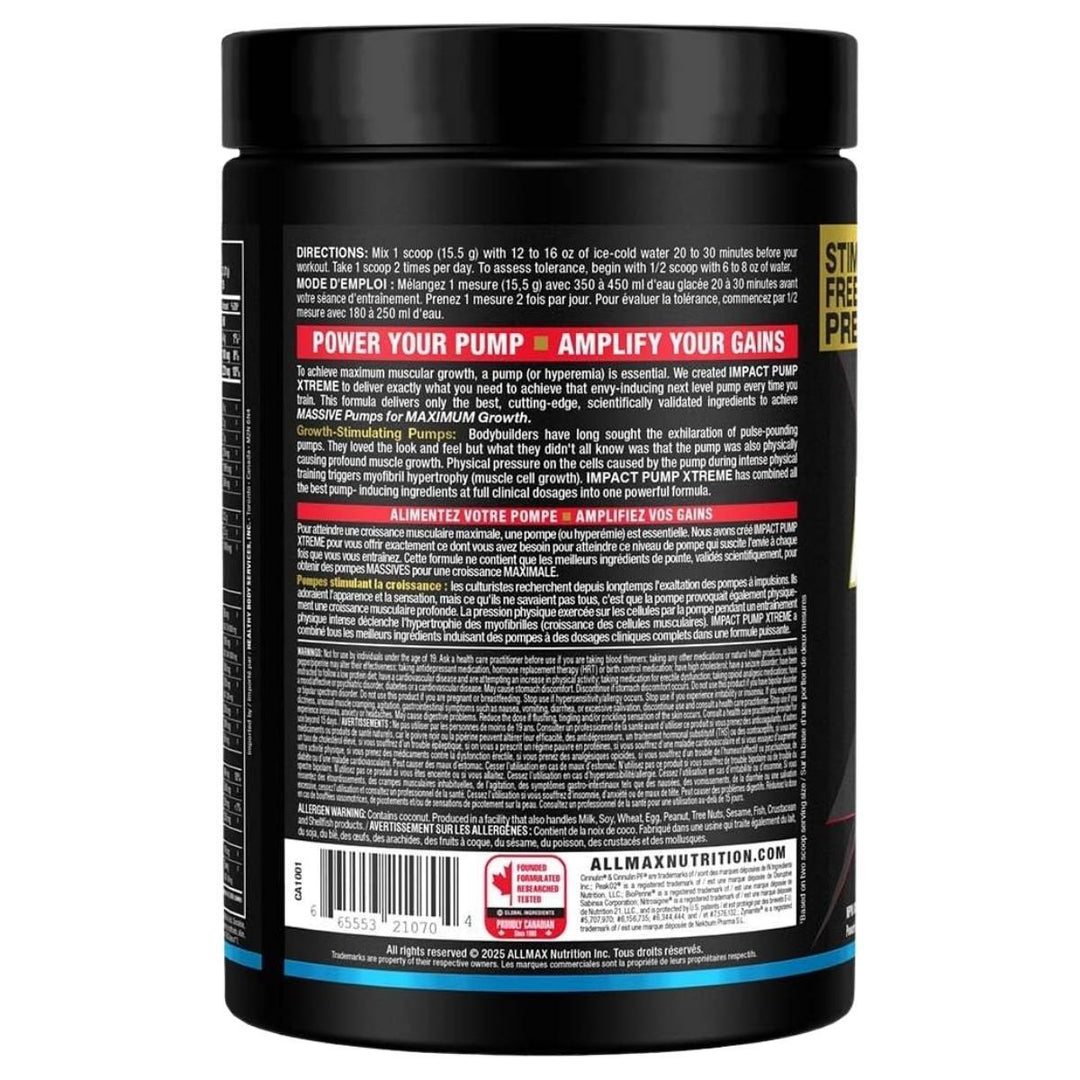 Allmax_Impact_PUMP_Xtreme_Blue_Raspberry_Benefit_Label