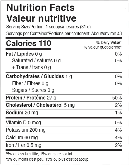 ANS Performance BEEF Protein 3lb Supplement Facts — Bulldog Nutrition Canada
