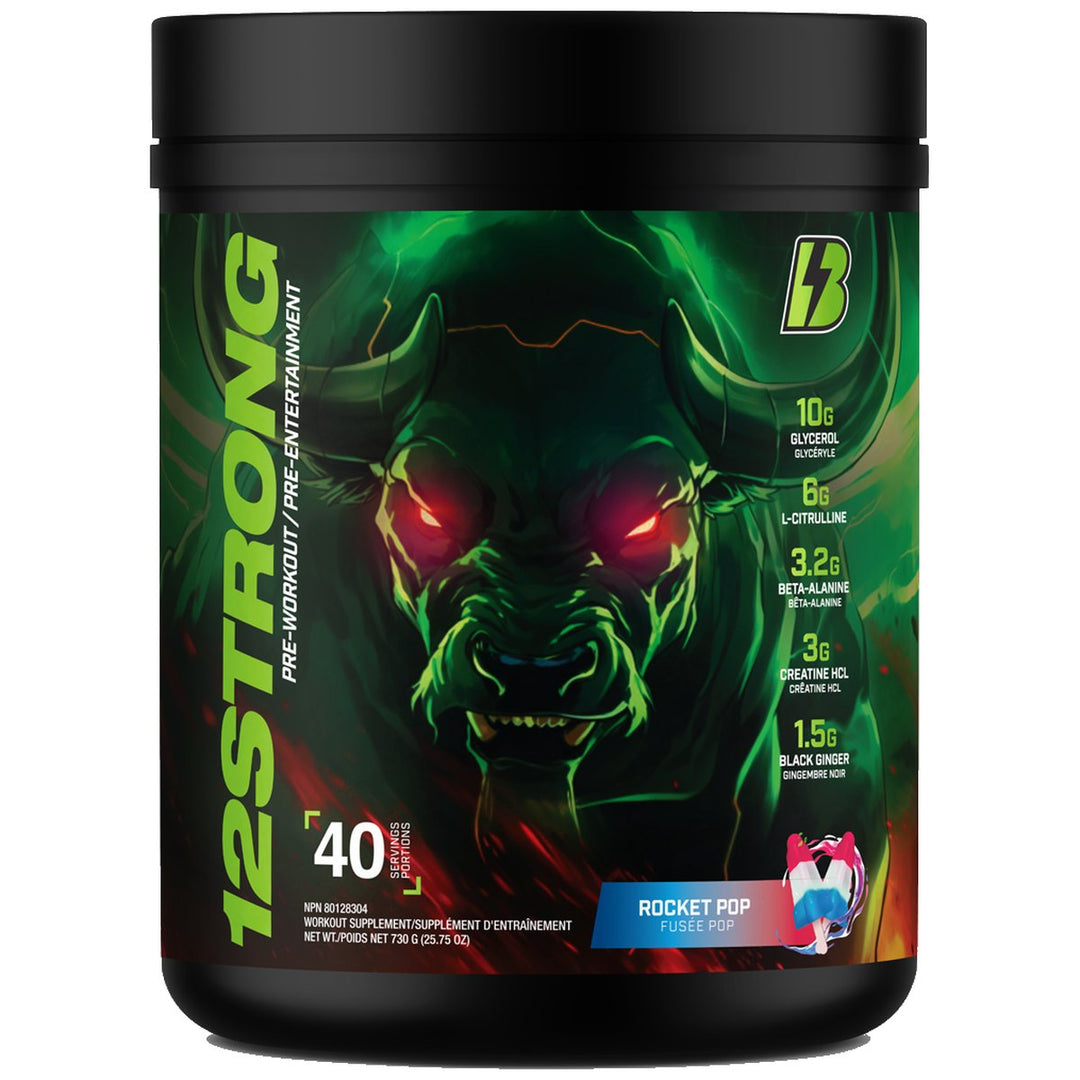 BULL Nutrition 12 STRONG Preworkout Rocket Pop – Bulldog Nutrition Canada