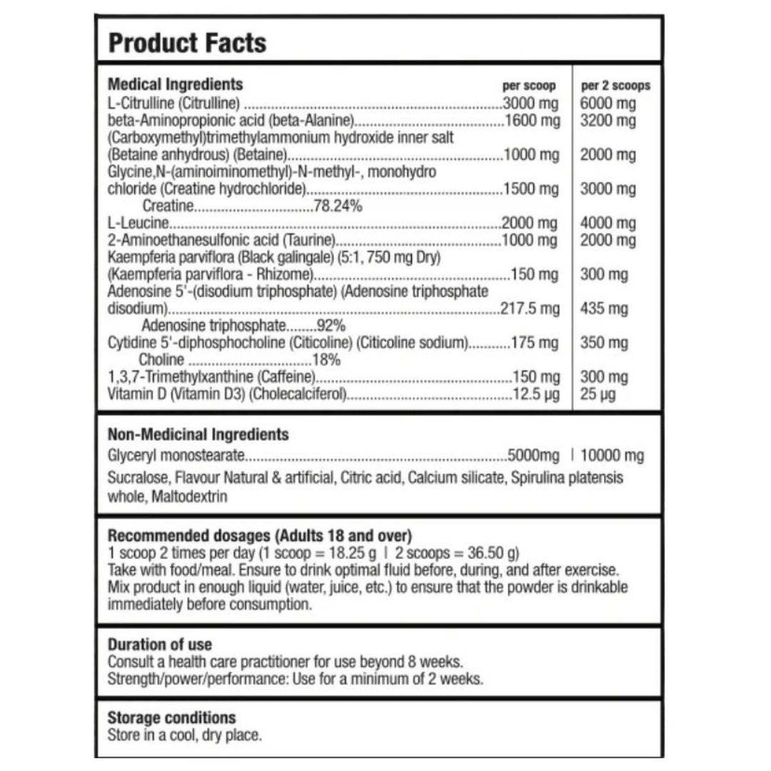 BULL_Nutrition_12_STRONG_Preworkout_supplement_facts