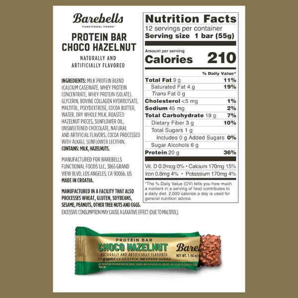 Barebells Protein Bars Choco Hazelnut Nutrition Facts