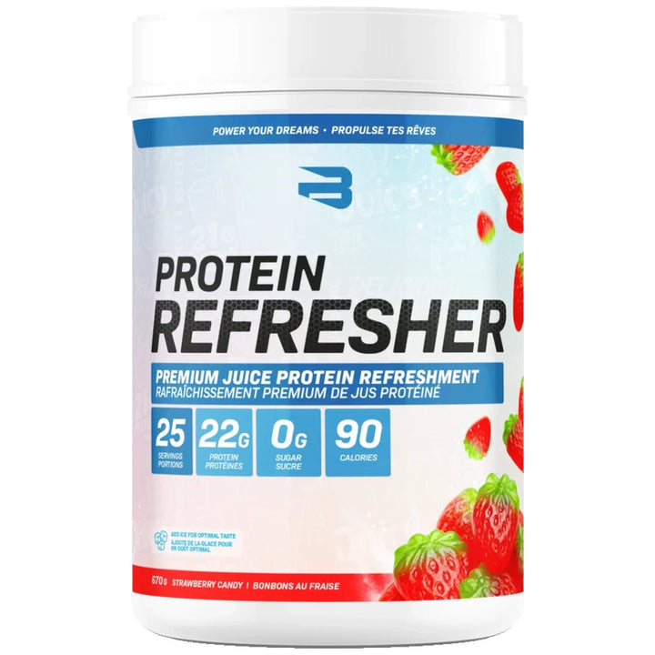 Believe Protein Refresher 2.0 Strawberry Candy — 25 servings, 22g protein clear juice-style protein drink, Canada