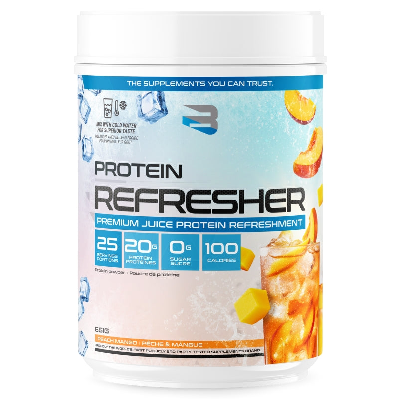 Believe Supplements Protein Refresher Front Label Peach Mango