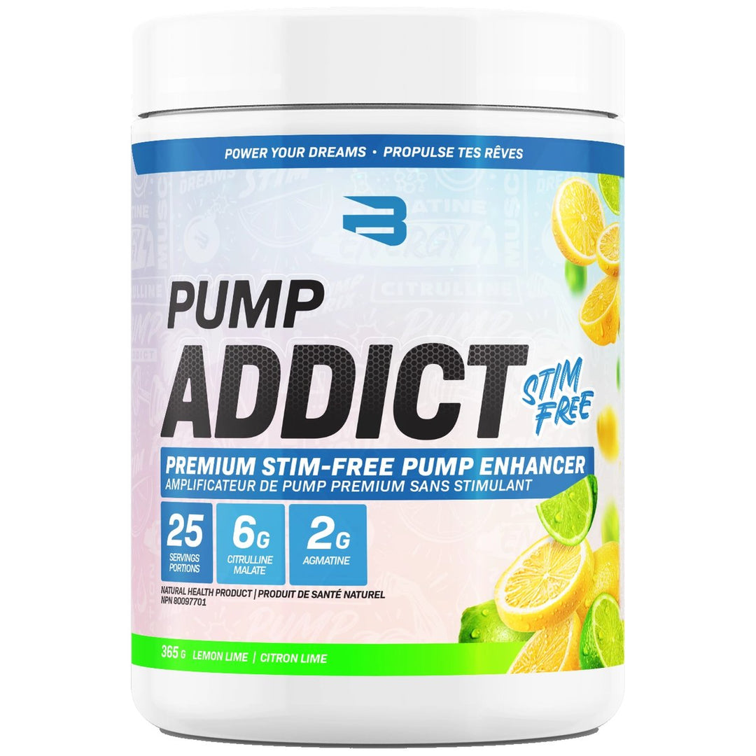 Believe Pump Addict Stim Free 25 Servings Lemon Lime – Bulldog Nutrition Canada