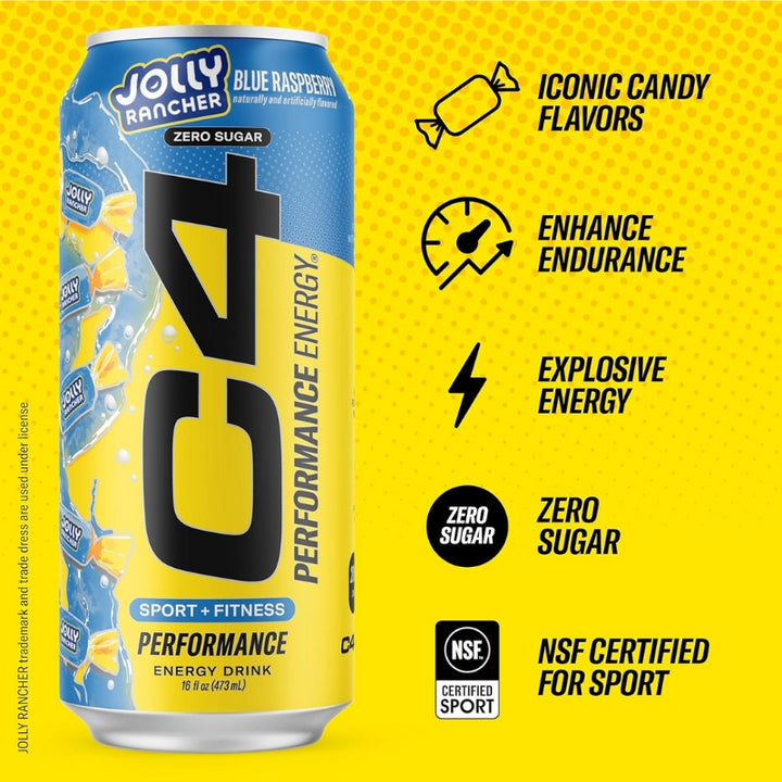 Cellucor C4 Performance Energy Drink Case Jolly Rancher Blue Raspberry Features