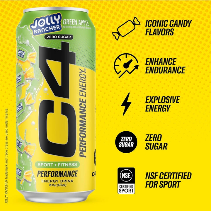 Cellucor C4 Performance Energy Drink Case Jolly Rancher Green Apple Benefits