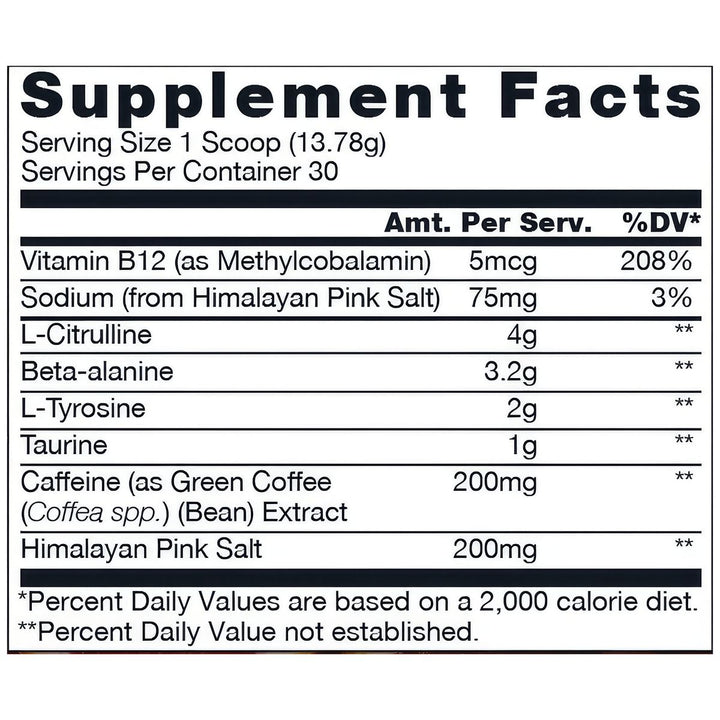 RAW Nutrition CBUM Essential Pre-Workout 30 Serve Supplement Facts – Bulldog Nutrition
