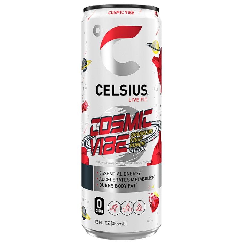 Celsius Energy Drink Can Cosmic Vibe Fruit Punch