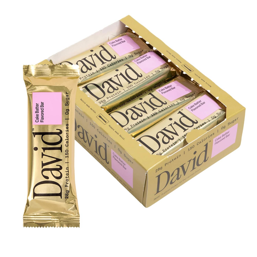 David Protein Bar Cake Batter flavour – 28g protein, 150 calories, 12-pack box