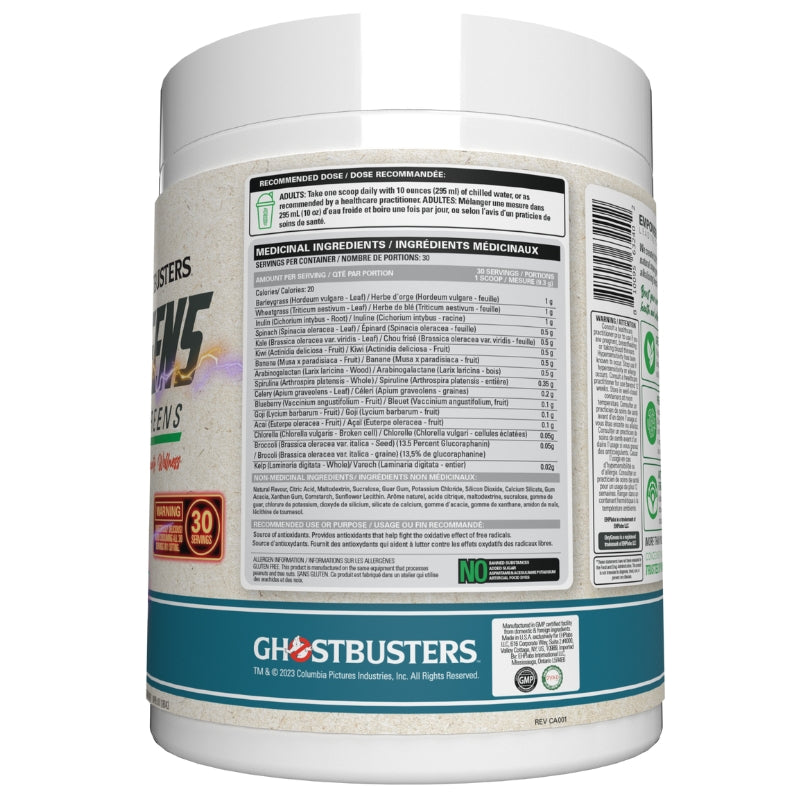 EHP Labs X Ghostbusters OxyGreens Daily Super Greens Front Label Proton Plasma Nutrition Facts
