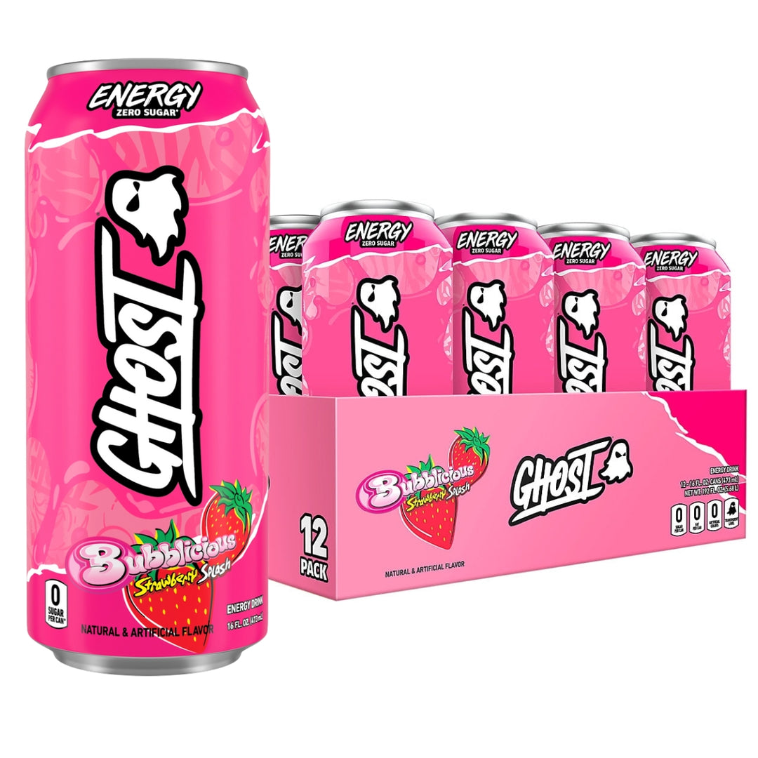 GHOST Lifestyle Energy Drinks 12/Cans Bubblicious Strawberry Splash – Bulldog Nutrition Canada