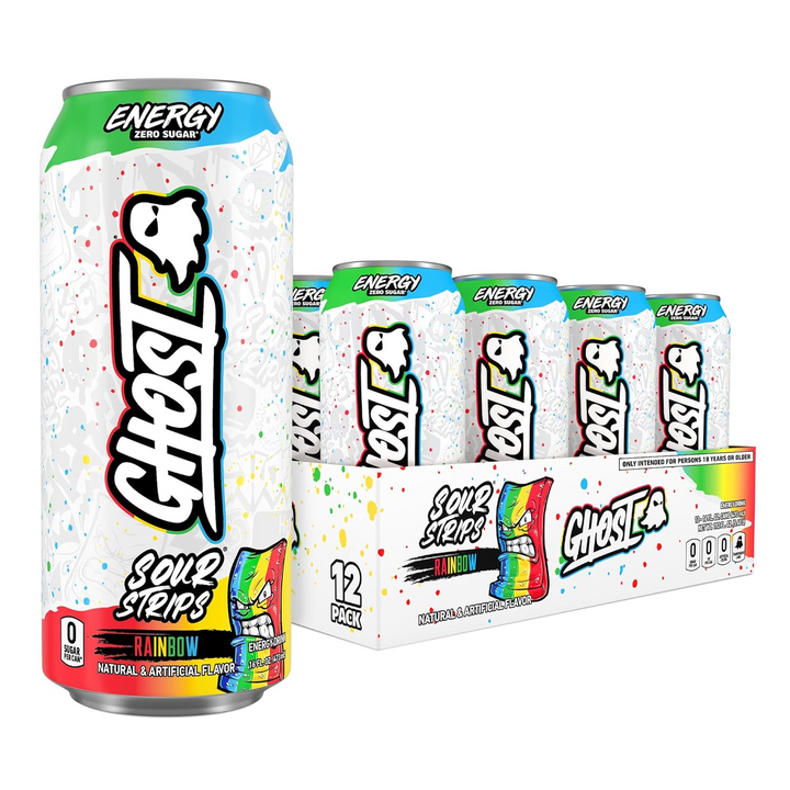GHOST Lifestyle Energy Drinks 12/Cans Sour Strips Rainbow – Bulldog Nutrition Canada