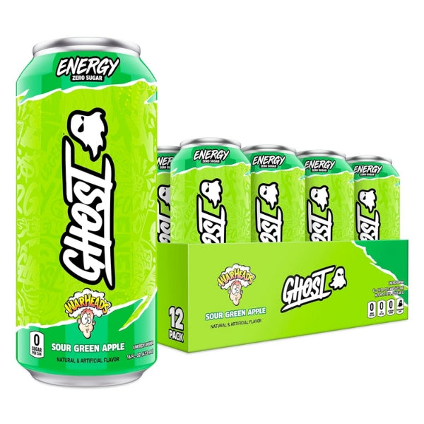 Ghost Energy Drink Case Wareheads Sour Green Apple