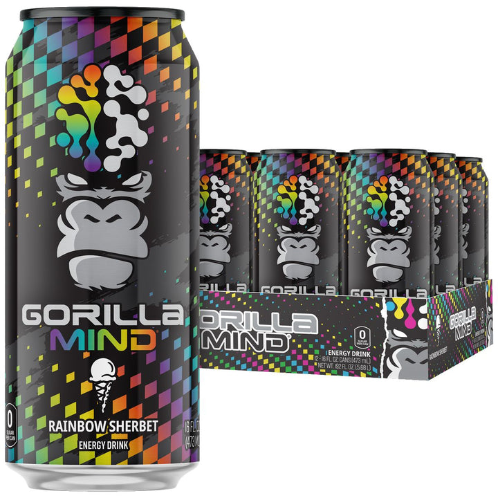 Gorilla Mind Energy Drink Case 12 Cans Rainbow Sherbert 16 fl oz 473mL – Bulldog Nutrition Canada
