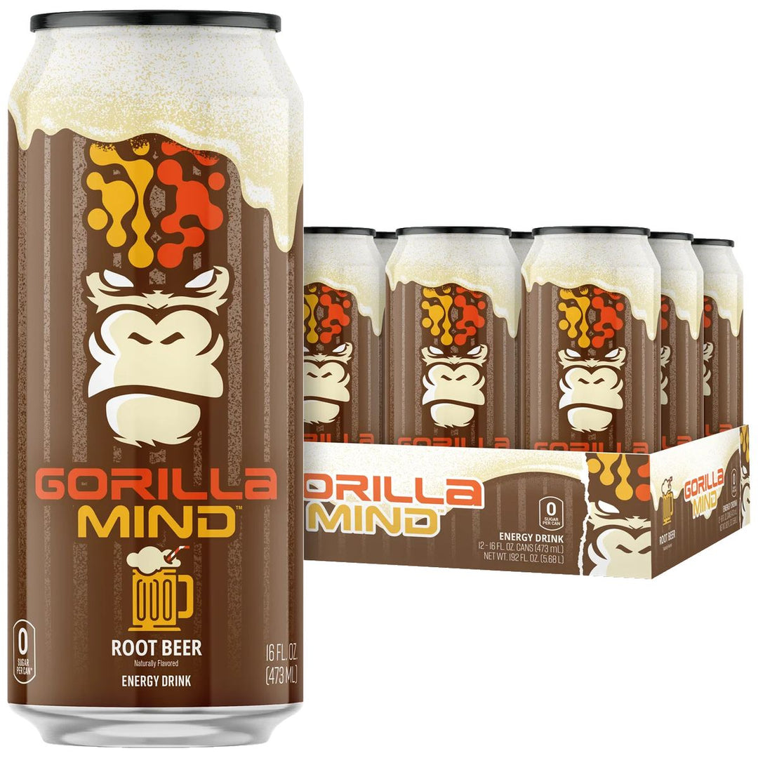 Gorilla Mind Energy Drink Case 12 Cans Root Beer 16 fl oz 473mL – Bulldog Nutrition Canada