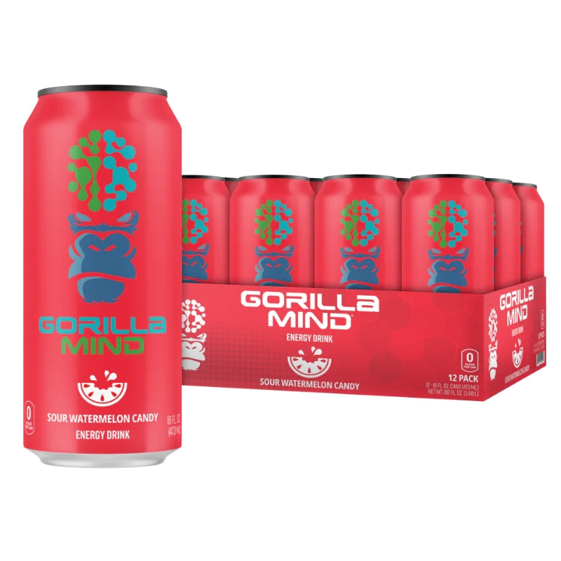 Gorilla Mind Energy Drink Case Sour Watermelon Candy
