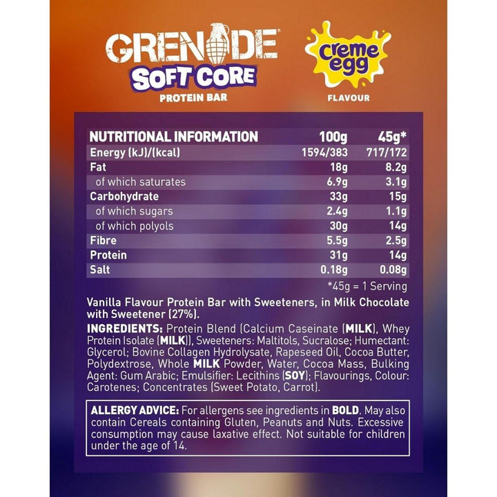 Grenade_Creme_Egg_Flavour_Soft_Core_Protein_Bar_18bars_Nutrition_Facts