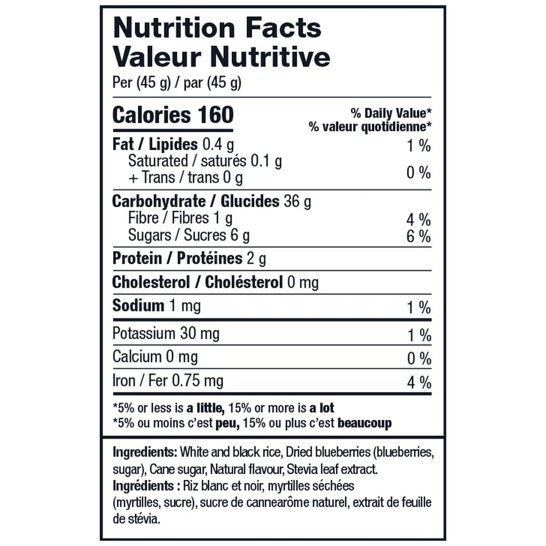 Grindstone Hot Rice Cereal Blueberry Cobbler nutrition facts - 160 calories, 36g carbs per 45g serving