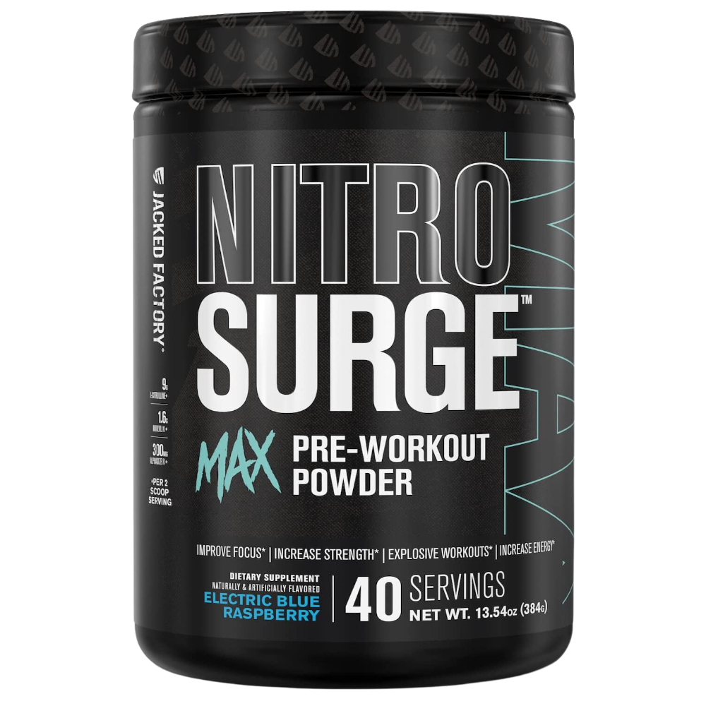 Jacked Factory NitroSurge MAX Pre workout Electric Blue Raspberry