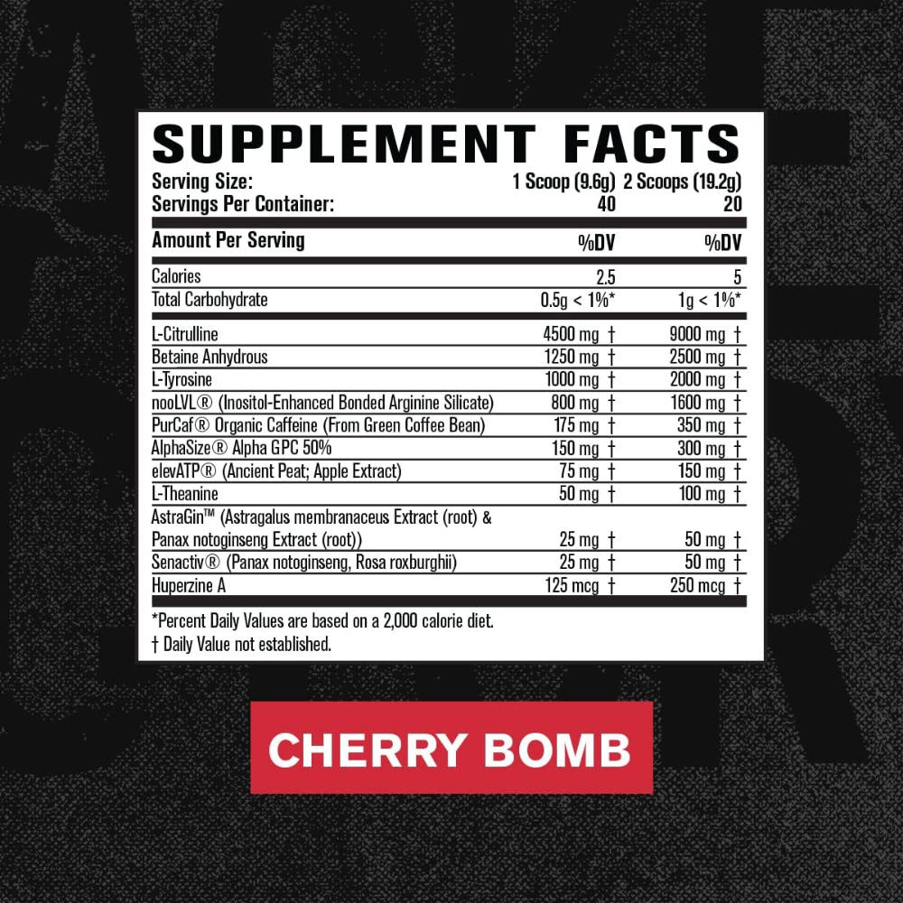 Jacked Factory NitroSurge MAX Pre workout Supplement Facts