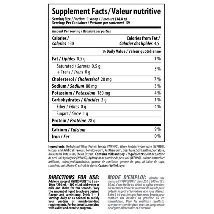 Nutrabolics HydroPure 4.5lbs Vanilla Milkshake Nutrition Facts – Bulldog Nutrition Canada
