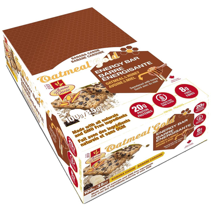 Oatmeal Gold Energy Bars 12/bars Banana Carob – Bulldog Nutrition Canada